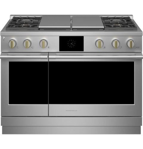 Monogram 48" Dual-Fuel range and cooktop in stainless steel