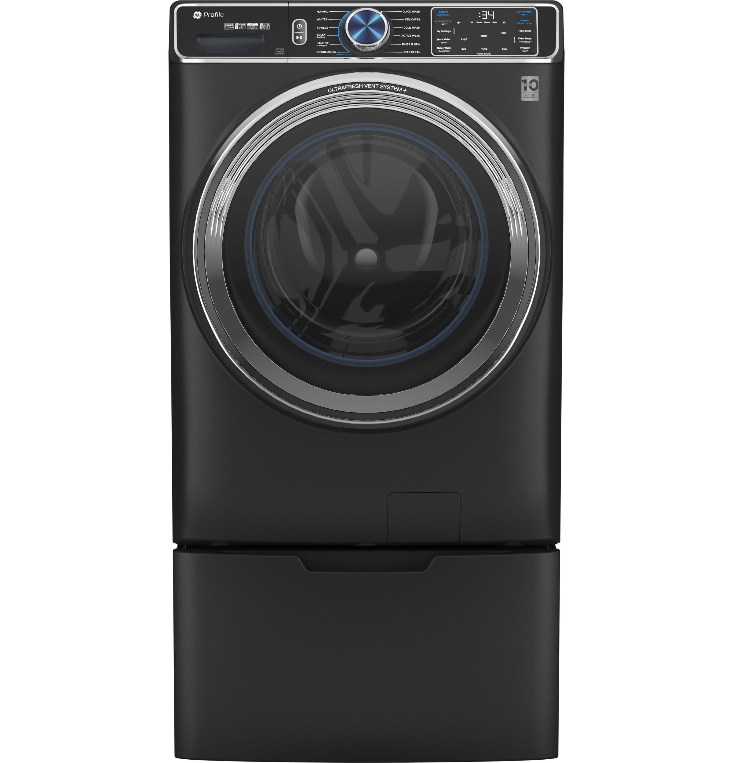 GE Profile™ 5.3 cu. ft. Capacity Smart Front Load ENERGY STAR® Steam Washer with Adaptive SmartDispense™ UltraFresh Vent System Plus™ with OdorBlock™ PFW950SPTDS