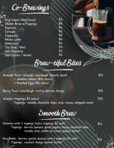 Co-Brewings, Brew-tiful Bites and Smooth Brew Menu